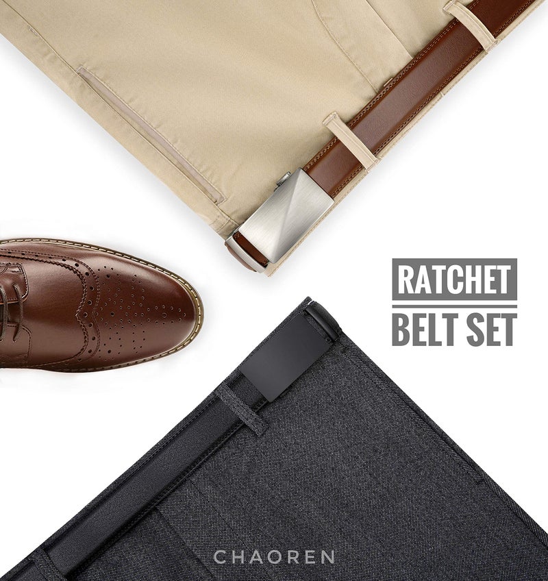 CHAOREN Leather Ratchet Belt Men 2 Pack - Customizable Fit, Effortless Style (35mm) - Image 2